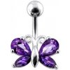 Piercing Šperky4U stříbrný piercing do pupíku motýlek BP01207-A