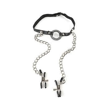 O Ring Gag with Nipple Clamps