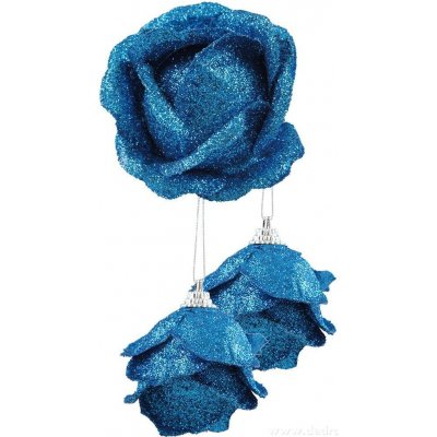 GLITZ ROSES | poupata růží s třpytivým finišem | 3 ks | tyrkysové 5,5 cm – Hledejceny.cz