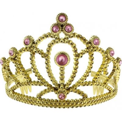 Korunka pro princezny s růžovými kameny zlatá – Zboží Mobilmania