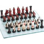 Mayer Šachové figurky Křižáci se skleněnou šachovnicí