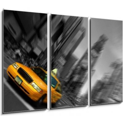 Obraz 3D třídílný - 105 x 70 cm - New York City Taxi, Blur focus motion, Times Square New York City Taxi, Blur zaostřování, Times Square – Zboží Mobilmania