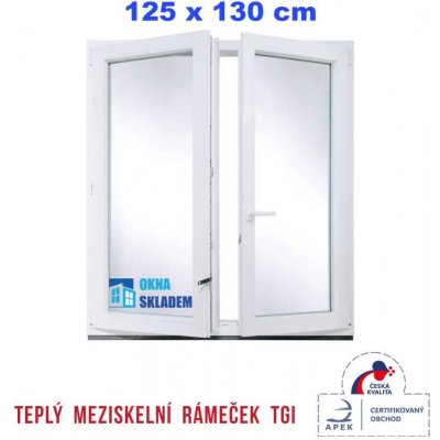 Erkado Plastové okno 125x130 cm bílé dvoukřídlé bez sloupku (štulp) pravé – Zbozi.Blesk.cz
