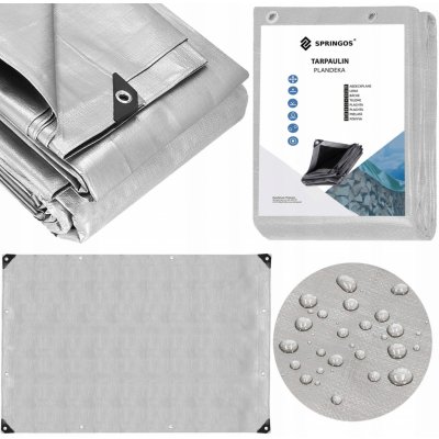 Springros Krycí plachta s oky 6 x 8 m extra silná 270g PE stříbrná PROTECT GA2151-XG – Hledejceny.cz