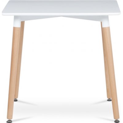 Autronic Jídelní stůl 80x80x74 cm MDF / kovová kostrukce - bílý matný lak dřevěné nohy – Sleviste.cz