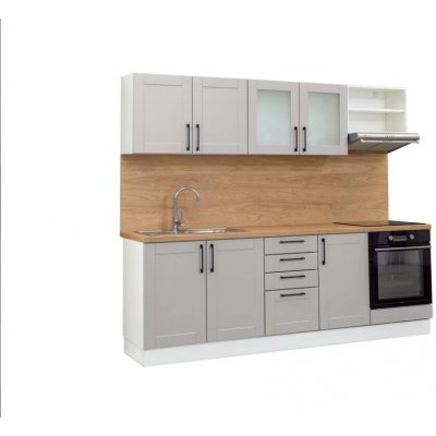 Nábytek Mikulík PASTEL kuchyňská linka 240 cm Ocelově šedá – Zbozi.Blesk.cz