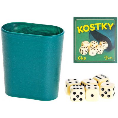 Mikrotrading Kostky hrací 16 mm 6 ks s kelímkem v krabičce – Zboží Živě