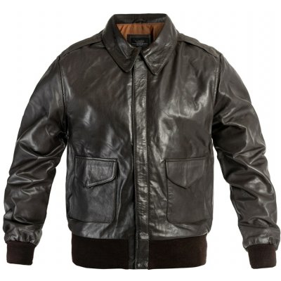 Bunda Mil-tec kožená US A2 s límcem hnědá – Zboží Dáma