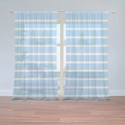 Sablio Záclony Modrobílé pruhy: 2ks 150x250cm – Zboží Mobilmania