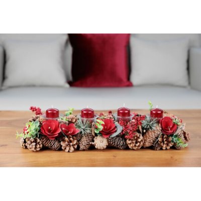 Ikebana MagicHome Vianoce, prírodná, adventná, 50x16x9 cm – Hledejceny.cz