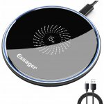 AppleMix Bezdrátová nabíječka / nabíjecí podložka Qi ESSAGER 15W - USB-C - hliníková - černá – Zboží Živě