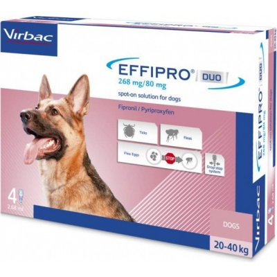 Virbac Effipro DUO Dog L 20-40kg 4x2,68 ml – Zboží Mobilmania