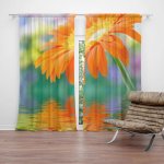 Sablio Závěs Oranžová gerbera: 2ks 140x250cm – Hledejceny.cz