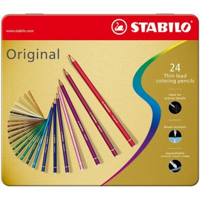 Prémiové pastelky STABILO Original ARTY+ - 24 ks sada v plechu (24 různých barev)