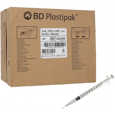 Becton Dickinson BD PLASTIPAK tuberkulinové stříkačky s jehlou 27G 1 ml 120 ks – Hledejceny.cz
