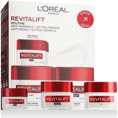 L'Oréal Paris Revitalift denní pleťová péče 50 ml + noční pleťová péče 50 ml + oční krém 15 ml pro ženy – Hledejceny.cz