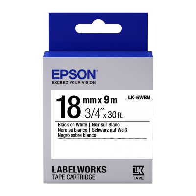 Epson Pokladní Systémy EPSON POKLADNÍ SYSTÉMY Epson Label Cartridge Standard LK-5WBN Black/White 18mm (9m), C53S655006 – Zboží Mobilmania