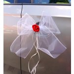 Mašlička dekorační bílá s růžičkou - 2ks - červená – Zboží Dáma Mašlička dekorační bílá s růžičkou - 2ks - červená – Zboží Dáma