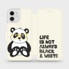 Pouzdro a kryt na mobilní telefon Apple Pouzdro Mobiwear parádní flip Apple iPhone 12 - M041S Panda - life is not always black and white