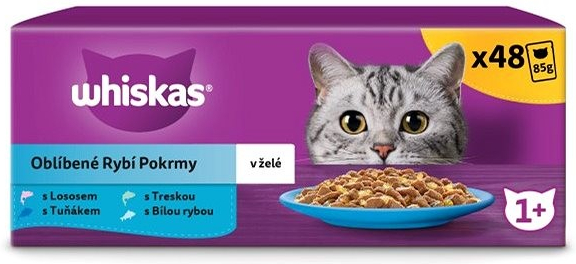 Whiskas Oblíbené Rybí pokrmy v želé pro dospělé kočky 48 x 85 g