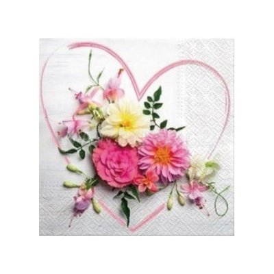 Ubrousek 33x33cm Květinové srdce – Zboží Dáma