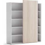 Plan Skříň vysoká otevřená BLOCK White, 1600 x 400 x 1748, dub přírodní – Zboží Mobilmania