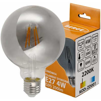 BERGE LED žárovka G95 E27 4W FILAMENT kouřová teplá bílá ZD001 – Zboží Živě