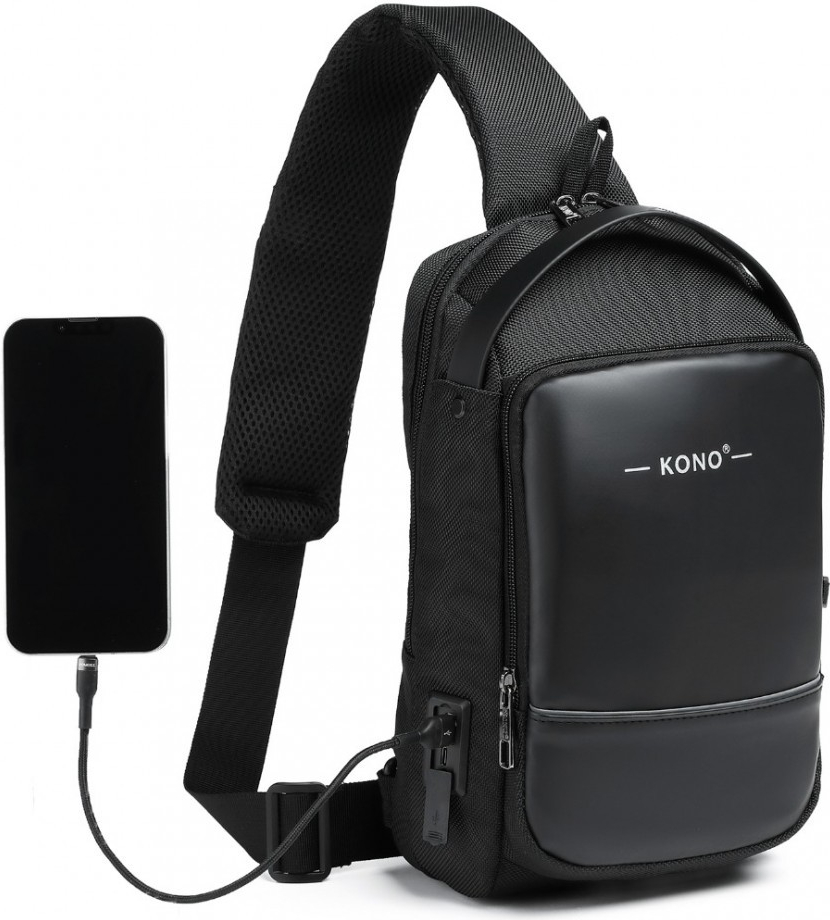 Kono Smart sling unisex crossbody batoh černo 5 l