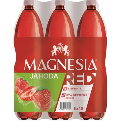 Magnesia Red jemně perlivá minerální voda Jahoda 6 x 1,5 l – Hledejceny.cz