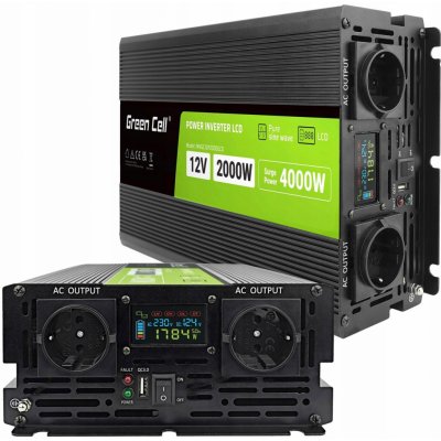 Green Cell PowerInverter LCD 12 V 2000W/40000W čistá sinusoida | Zboží Auto