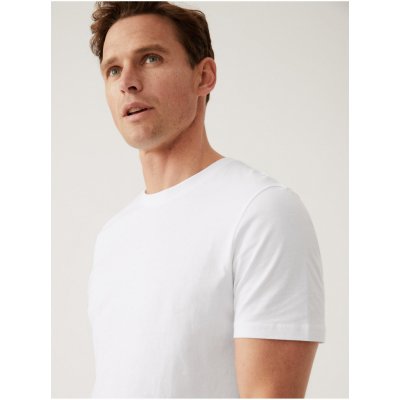 Marks & Spencer pánské bavlněné basic tričko bílé – Zboží Mobilmania
