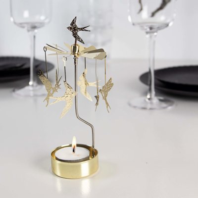 pluto produkter Rotující svícen Swallow zlatá barva – Zboží Mobilmania