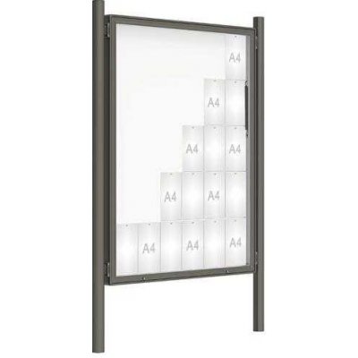 PROCITY Venkovní vitrína model 2000 30 x A4, šedá PRO, včetně sloupků | Zboží Auto