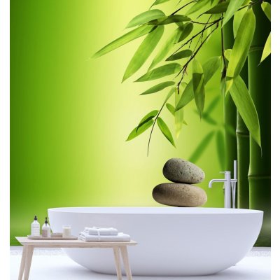 Gario Fototapeta Bambusové listy na zeleném pozadí Materiál: Vliesová, rozměry 100 x 100 cm – Zboží Mobilmania