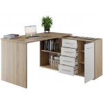 Nejlevnější nábytek Rohový psací stůl NEJBY GIANNI, pravý, dub sonoma/bílý – Zboží Dáma