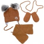 Baby Nellys Dětská sada zimní čepice s šálou rukavičky 3D Teddy Bear hnědá – Sleviste.cz
