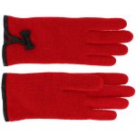 dámské červené pletené rukavice s koženou mašličkou Fiebig – Zboží Mobilmania