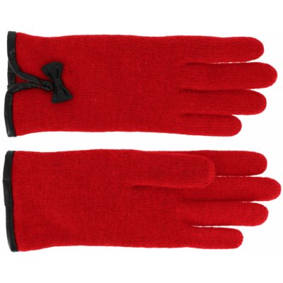 dámské červené pletené rukavice s koženou mašličkou Fiebig – Zboží Mobilmania