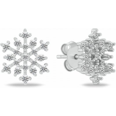Brilio Silver Blyštivé stříbrné náušnice vločky se zirkony EA1247W – Zboží Dáma