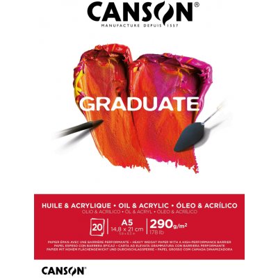 Canson Graduate Oil & Acrylic Skicák v lepené vazbě A5, 290g, 20 listů – Zboží Mobilmania