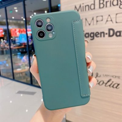 Pouzdro AppleKing peněženkové ze silikonu a PU kůže iPhone 12 Pro - tmavě zelené – Zboží Mobilmania
