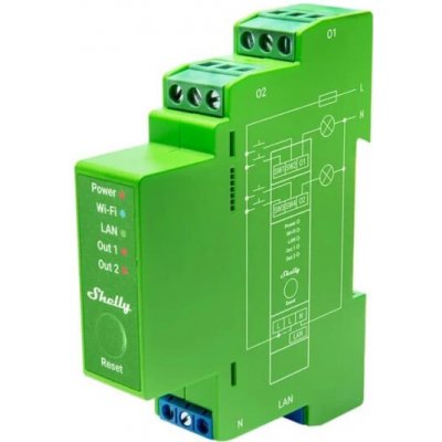 Shelly Pro Dimmer 2PM - dvoukanálový stmívací modul (LAN, WiFi, Bluetooth) – Sleviste.cz