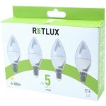 Retlux žárovka LED E14 5W C37 bílá teplá REL 25 4ks – Hledejceny.cz