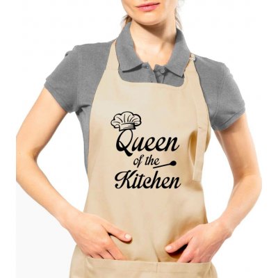 Kariban HobbyTriko Zástěra pro ženy Qeen of the Kitchen Béžová – Hledejceny.cz