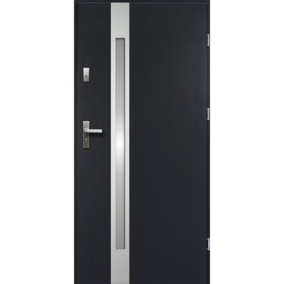 O.K. Doors Ocelové vchodové dveře TEMIDAS, P55, antracitové/inox, 90 P – Zboží Mobilmania