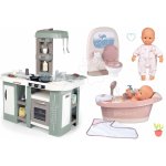 Smoby Set kuchyňka elektronická s bubláním Tefal Studio Kitchen XL Bubble 360° a záchod a koupelna s vaničkou se světlem a 32 cm panenkou – Hledejceny.cz