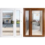 OknaDvereNaMiru.cz Dvoukřídlé vchodové dveře Celoprosklené čiré sklo zlatý dub-bílá levé 130 x 200 cm – Hledejceny.cz