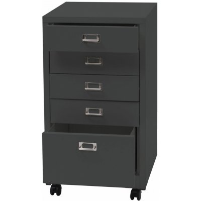 Mendler na kolečkách HWC-L49 ocelová 75x40x41cm 5 zásuvek tmavě šedá – Zboží Dáma