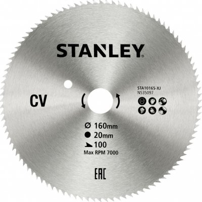 Stanley 10165 Pilový kotouč pro příčné řezy 160 x 20 mm, 100 zubů – Hledejceny.cz