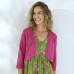 Jednobarevné bolerko s 3/4 rukávy fialová – Zboží Mobilmania